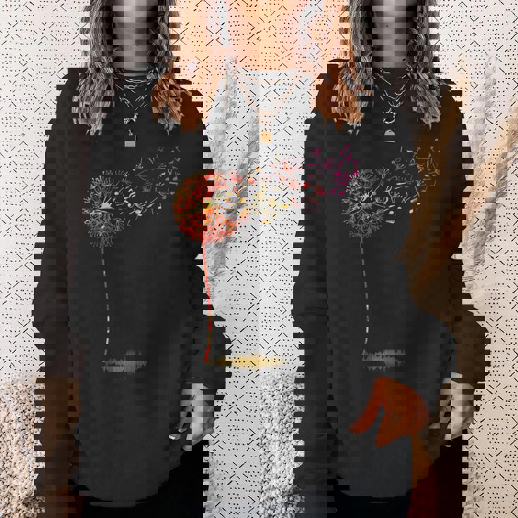 かわいいタンポポ 音符付き 花 男女兼用 音楽 スウェットシャツ 彼女への贈り物