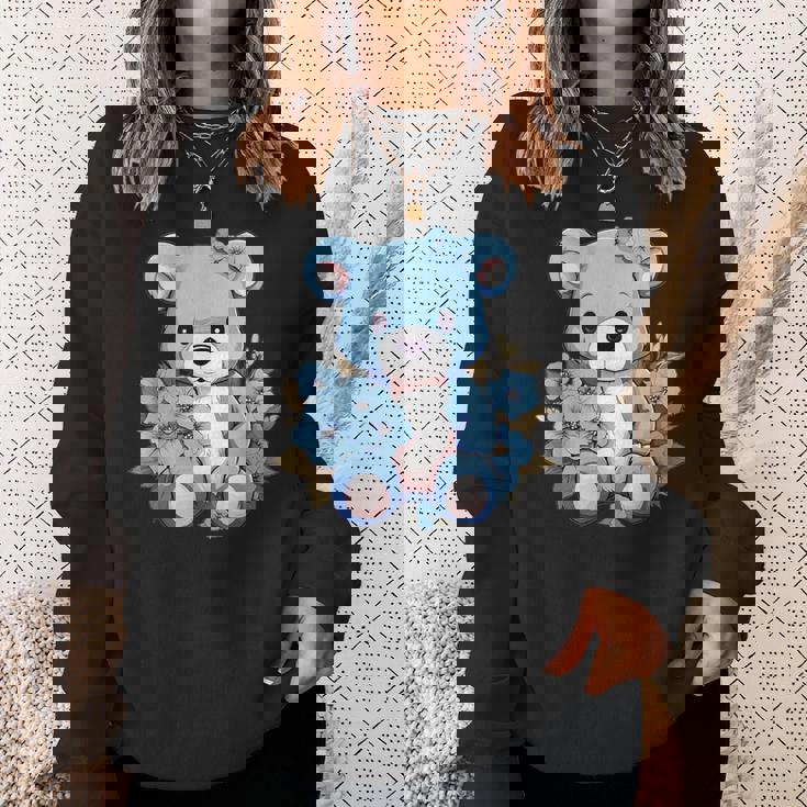 かわいいテディベアと花と一緒に I テディベア スウェットシャツ 彼女への贈り物