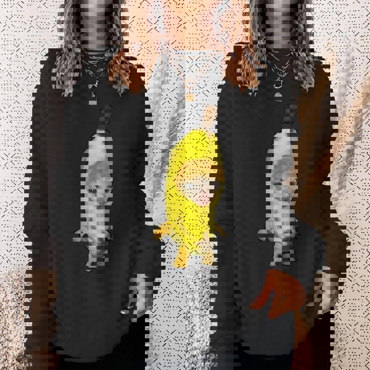 かわいいバナナ猫 ハッピーバナナキャットミーム キティ 猫好きミーム スウェットシャツ 彼女への贈り物