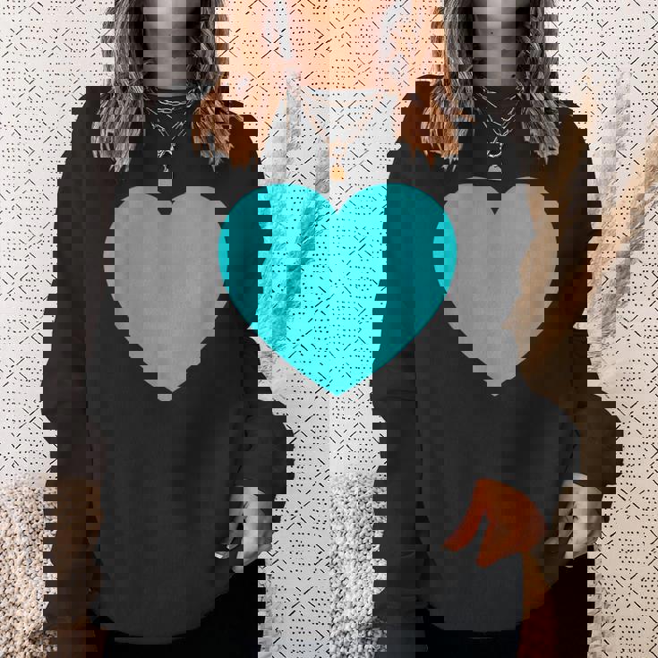 かわいいブルーターコイズハート スウェットシャツ 彼女への贈り物