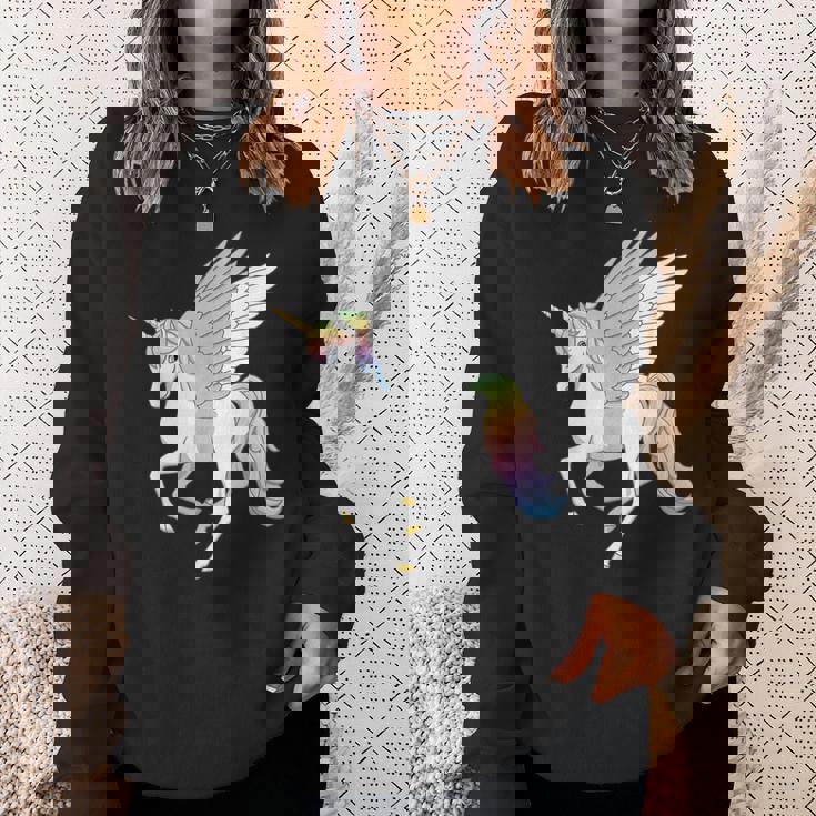 かわいいペガコーン フライングホース レインボー ユニコーン ペガサス スウェットシャツ 彼女への贈り物