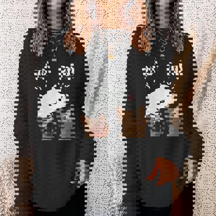 かわいいボンゴ猫遊びポップ猫ミーム スウェットシャツ 彼女への贈り物