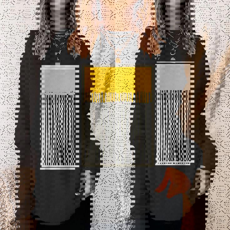 かわいいボーホーシックミニマリスト イエローベージュ ブラックラインストライプ スウェットシャツ 彼女への贈り物