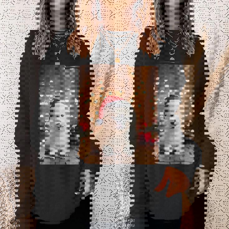 かわいい子犬の動物のクリスマス–サモエド犬のグラフィック スウェットシャツ 彼女への贈り物