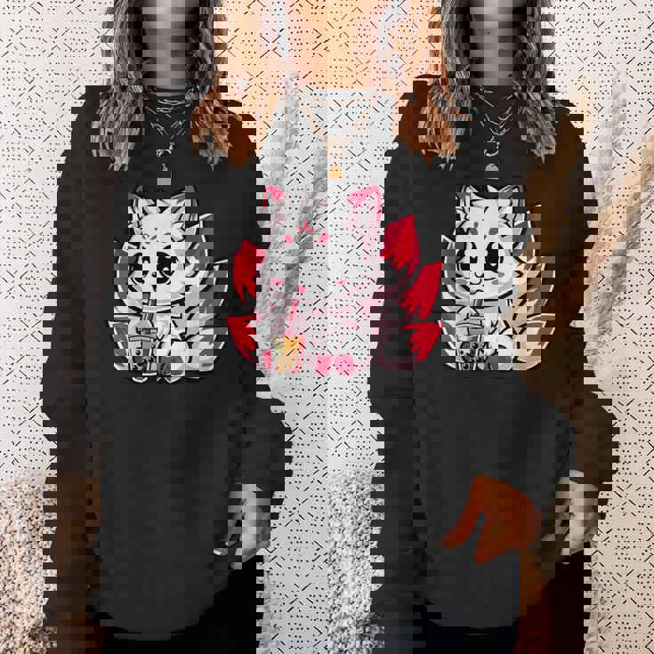 かわいい日本のキツネ九尾キツネボバティーアニメ スウェットシャツ 彼女への贈り物