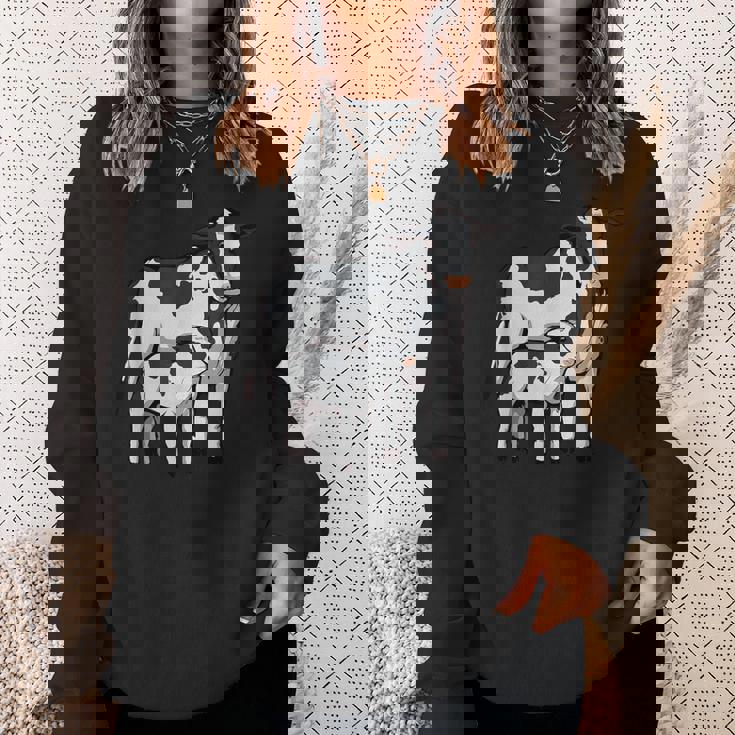 かわいい牛の絵 牛のアート 子牛 牛 母牛 スウェットシャツ 彼女への贈り物