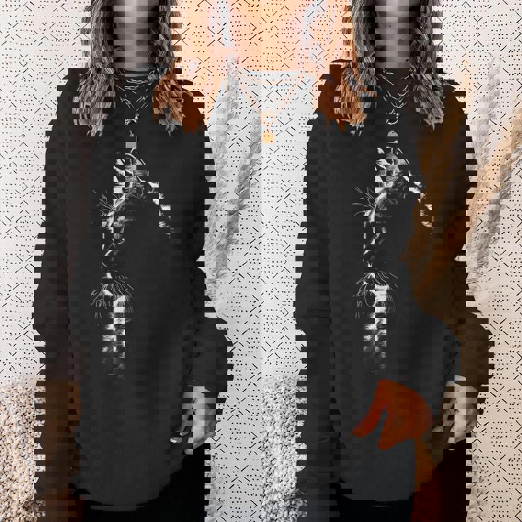 かわいい猫のシルエット 猫の肉球 猫好き 愛猫家 ペット 猫飼い おもしろ 可愛い ネコ ねこ 猫 スウェットシャツ 彼女への贈り物