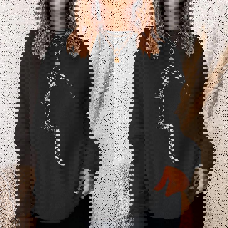 かわいい猫のシルエット 長袖tシャツ スウェットシャツ 彼女への贈り物