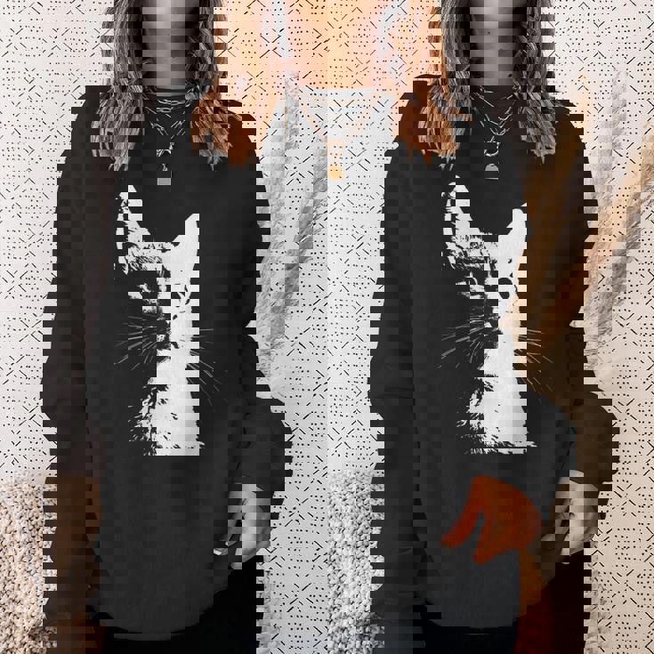 かわいい猫のポートレートデザイン。 スウェットシャツ 彼女への贈り物