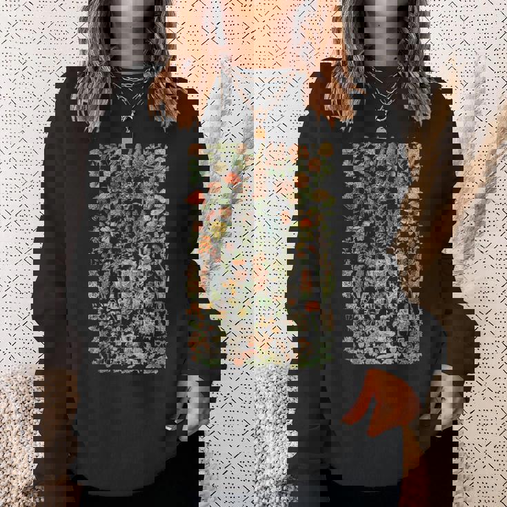 かわいい花 ビンテージ ボタニカル 花のイラスト スウェットシャツ 彼女への贈り物