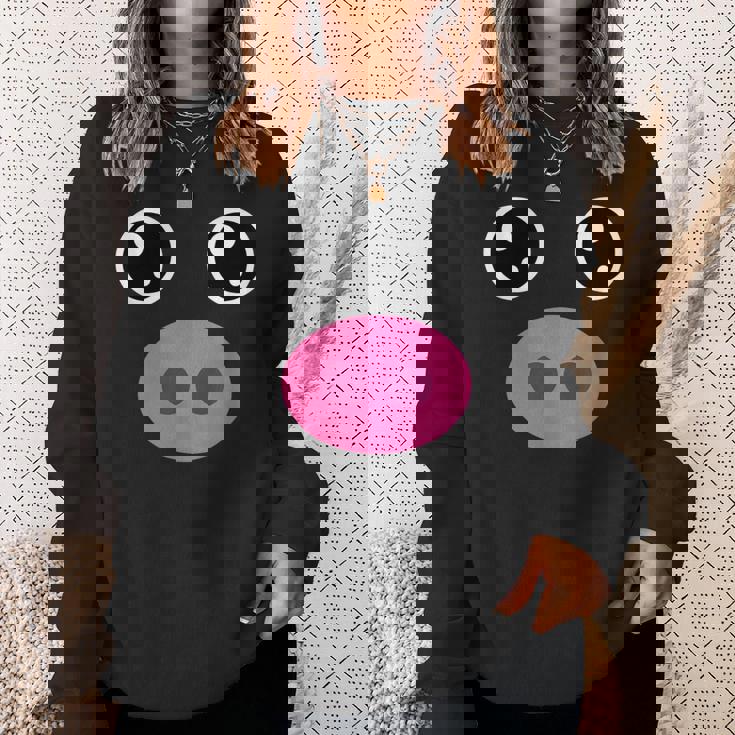 かわいい豚の顔 ピンクの鼻 面白い動物愛好家コスチューム スウェットシャツ 彼女への贈り物