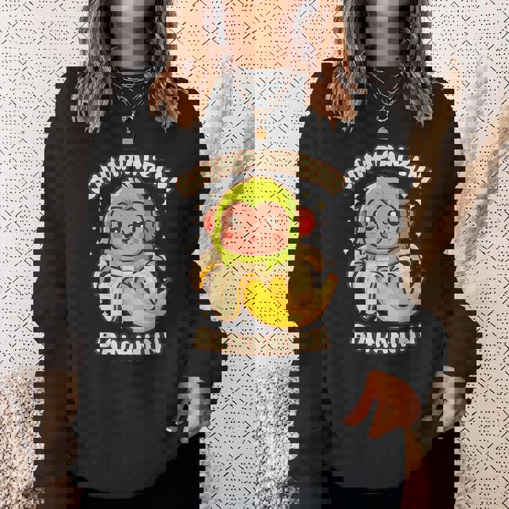 ちびカワイイチンパンジーニバナニーニ イタリアブレインロットミーム スウェットシャツ 彼女への贈り物