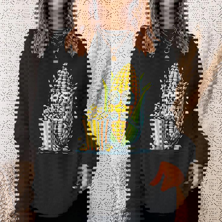 とうもろこしとポップコーンのキャラクター スウェットシャツ 彼女への贈り物