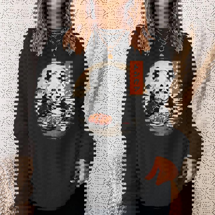 とんかつ パンダ 水墨画 日本食 日本語 おもしろ レトロ 和風 動物 スウェットシャツ 彼女への贈り物