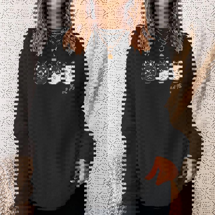 ねこさん 3 スリー Neko・Neko・Neko 黒猫・ハチワレ・白猫【どうぶつフレンズ】不機嫌猫 顔イラスト スウェットシャツ 彼女への贈り物