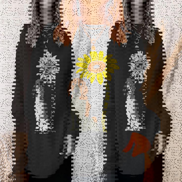 ひまわり サンシャイン ビーグル 動物 ペット ハウンド 犬 恋人 ギフト スウェットシャツ 彼女への贈り物