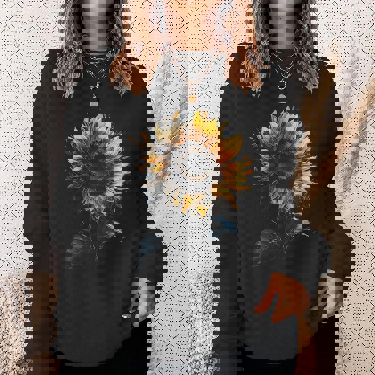 ひまわり ボタニカル 自然 アート フラワーガーデン ギフト スウェットシャツ 彼女への贈り物