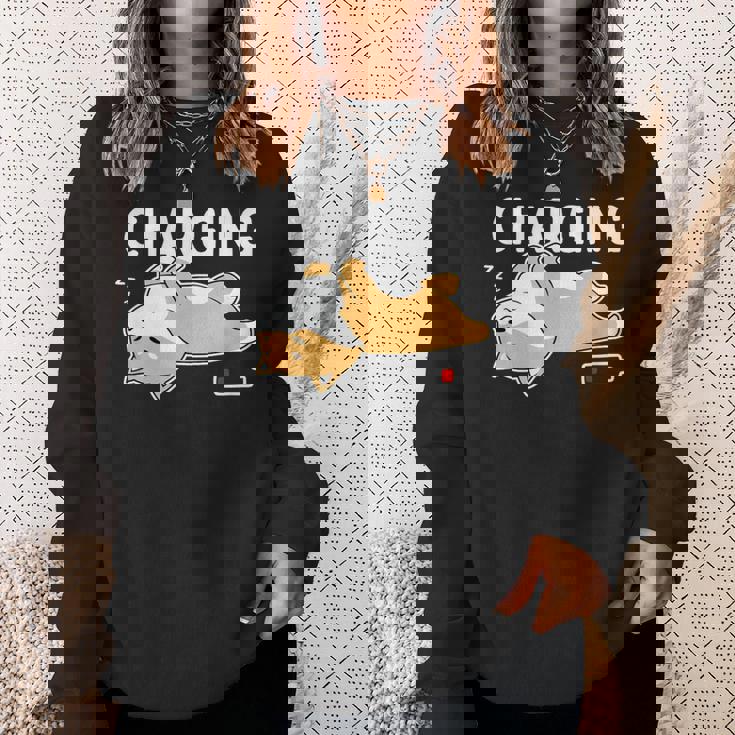 やる気スイッチ故障中 充電中 犬 柴犬 犬好き かわいい おもしろ 面白い スウェットシャツ 彼女への贈り物