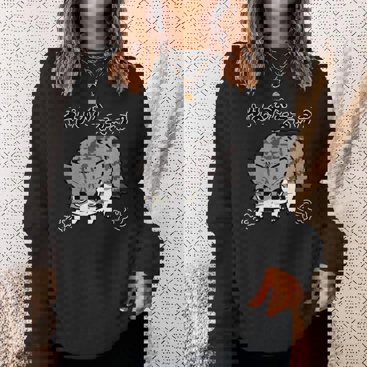 やんのかステップねこ キジ白長毛猫 かわいい 猫好き 動物 スウェットシャツ 彼女への贈り物