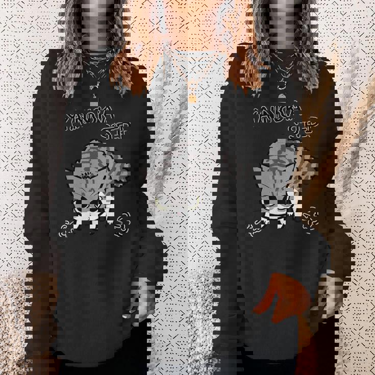 やんのかステップねこ 英語ver キジ白猫 かわいい 猫好き 動物 スウェットシャツ 彼女への贈り物