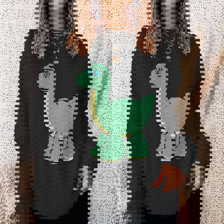 ゆるい恐竜のキャラクターイラスト_ブラキオサウルス スウェットシャツ 彼女への贈り物