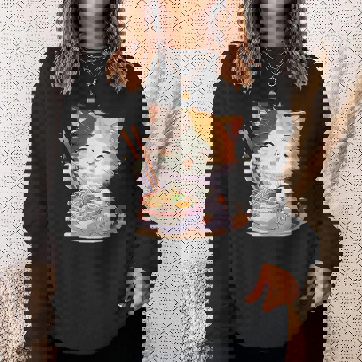 わがまま猫 ねこ ラーメン好き かわいい おもしろ マンガ スウェットシャツ 彼女への贈り物