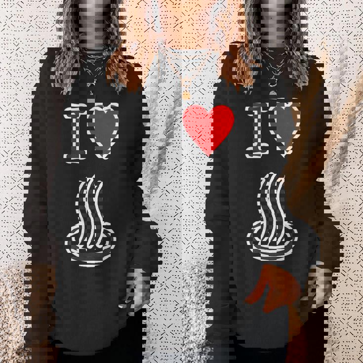 アイラブ・温泉 温泉マーク お風呂 銭湯 記号 お土産 旅行 ハート スタッフ メッセージ・面白 スウェットシャツ 彼女への贈り物