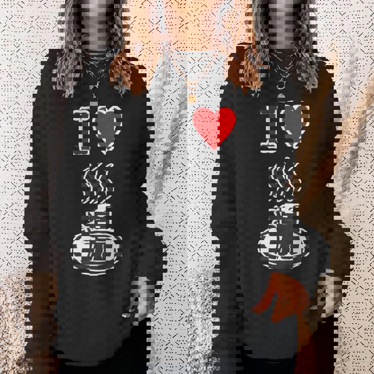 アイラブ・湯 イラスト【温泉】お風呂 マーク 銭湯 記号 ハート お土産 旅行 メッセージ・面白い デザイン スウェットシャツ 彼女への贈り物