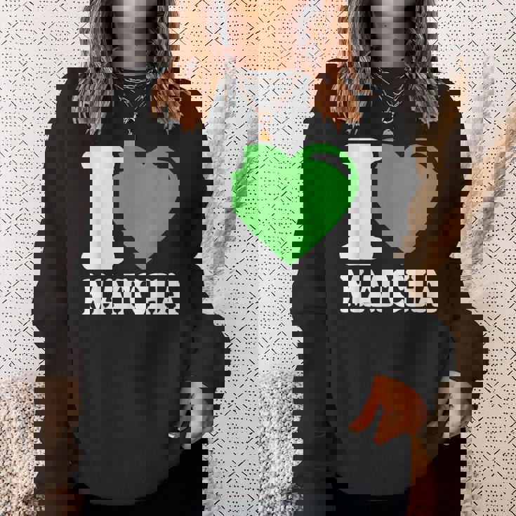 アイラブ抹茶キュートファニー抹茶ハート付き抹茶 スウェットシャツ 彼女への贈り物