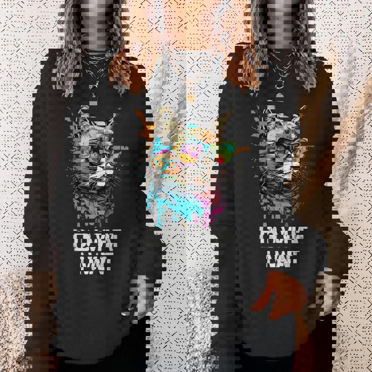 アイ・ドゥー・ホワット・アイ・ワント キャット・ウィズ・サングラス スウェットシャツ 彼女への贈り物