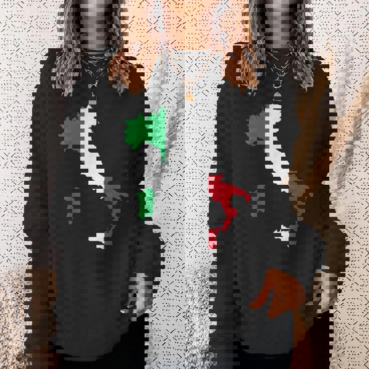 アウトライン イタリア 赤 白 緑 ストライプ 地図 スウェットシャツ 彼女への贈り物