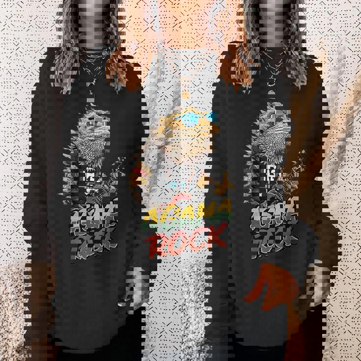 アガマ ロック、フトアゴヒゲトカゲ ロッカー、ギター Pogonaitticeps スウェットシャツ 彼女への贈り物