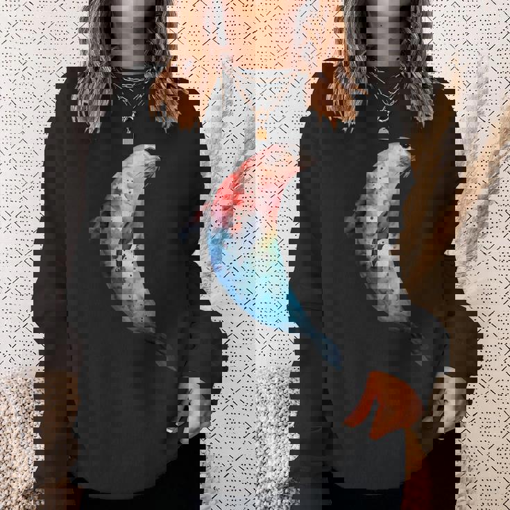 アザラシ アシカ かわいい シール 海 動物 水彩 シール スウェットシャツ 彼女への贈り物