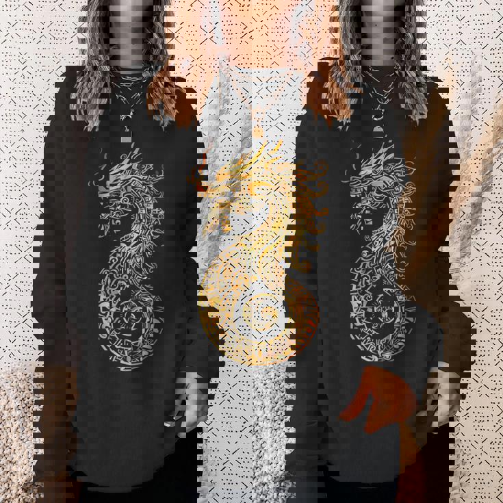 アステカ メキシコ神話 羽をつけた蛇 アートワーク ドラゴン スウェットシャツ 彼女への贈り物