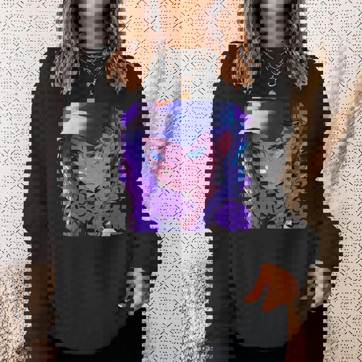 アニバエオタク美少女アニメ少女 紫髪ミステリアス スウェットシャツ 彼女への贈り物