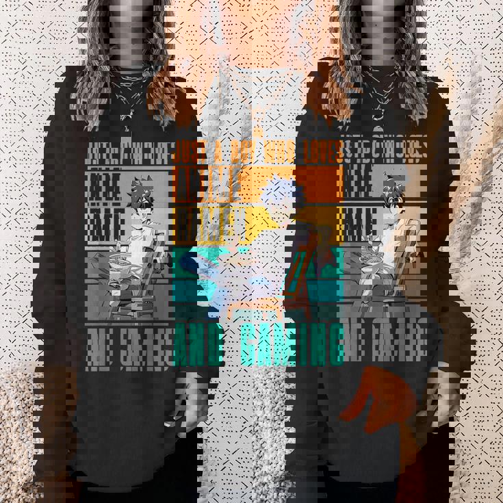 アニメラーメンとゲームが大好きな少年 カワイイゲーマー スウェットシャツ 彼女への贈り物