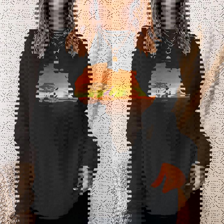 アフリカ キリン サバンナ サンライズ タンザニア ケニア アフリカ スウェットシャツ 彼女への贈り物