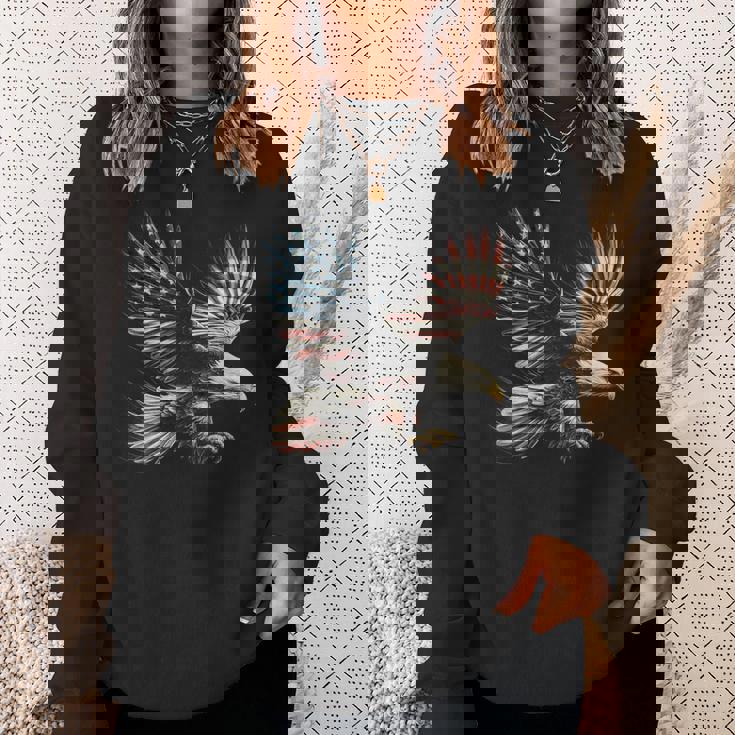 アメリカの国旗白頭ワシ米国独立記念日アートワーク デザイン スウェットシャツ 彼女への贈り物