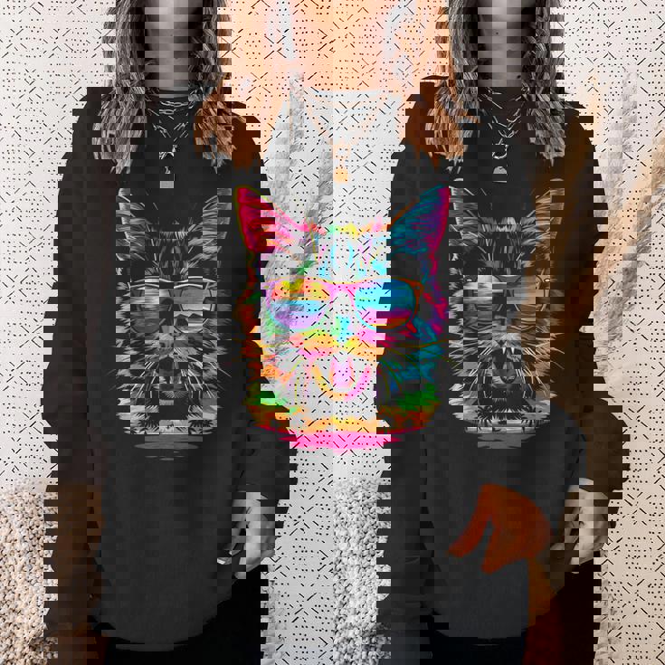 アメリカンショートヘアドッグサングラスポップアート スウェットシャツ 彼女への贈り物