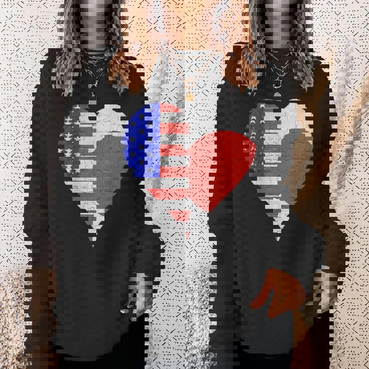 アメリカ日本国旗ハート スウェットシャツ 彼女への贈り物