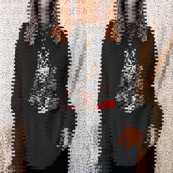 アラスカンマラミュート犬 和風 サムライ犬 スウェットシャツ 彼女への贈り物