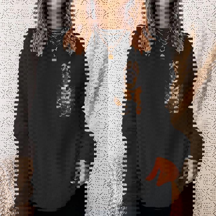 アルザス愛好家のためのポケットに入った面白いジャーマンシェパード スウェットシャツ 彼女への贈り物