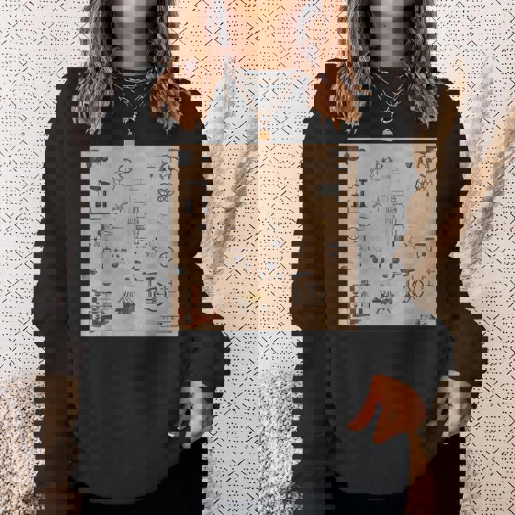 アンティークエンジニアリング機械科学パターン スウェットシャツ 彼女への贈り物