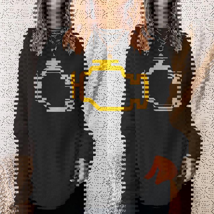 イエローチェックエンジンライト付きtシャツ スウェットシャツ 彼女への贈り物