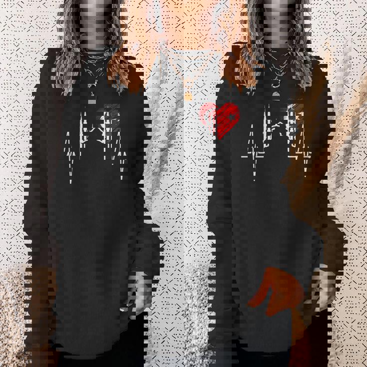 イスタンブールのスカイライン Heartbeat Turkey ブルーモスク Heart Istanbul 長袖tシャツ スウェットシャツ 彼女への贈り物