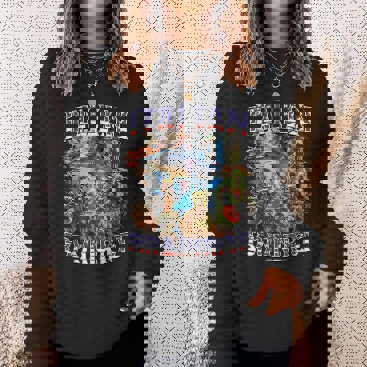 イタリアのブレインロットビッグミーム7月4日フラッグフット。 スウェットシャツ 彼女への贈り物