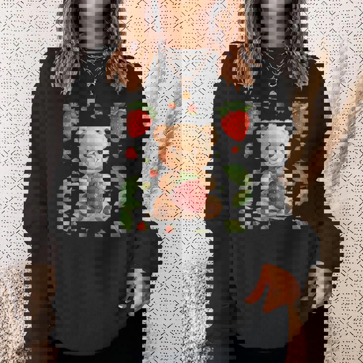 イチゴファンのための素敵なフルーツとテディベアのコスチューム スウェットシャツ 彼女への贈り物