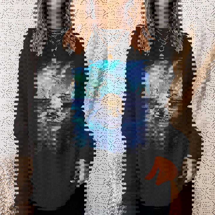 イルカと北のシロクマ、ライトとイルカ スウェットシャツ 彼女への贈り物