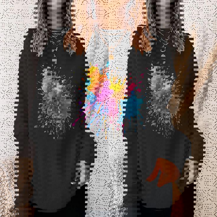 インク ペンキ 飛び散り レインボープリント カラフル イラスト スウェットシャツ 彼女への贈り物