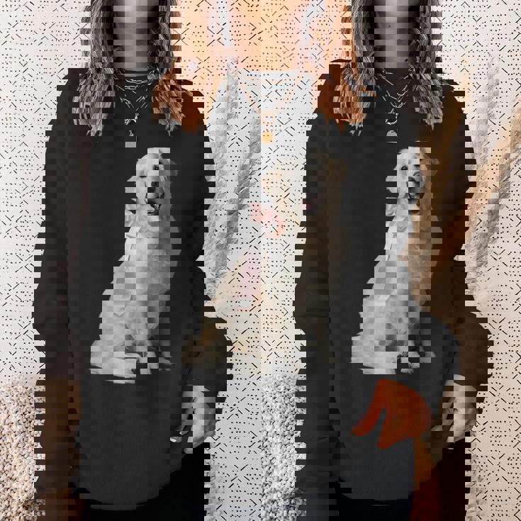 イングリッシュクリーム ゴールデンレトリバー 子犬 ピンク リボン クリーン ガール スウェットシャツ 彼女への贈り物